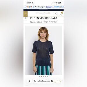 Maison Lurex Paris Navy Lurex Shirt  Sleeve Tee NWT